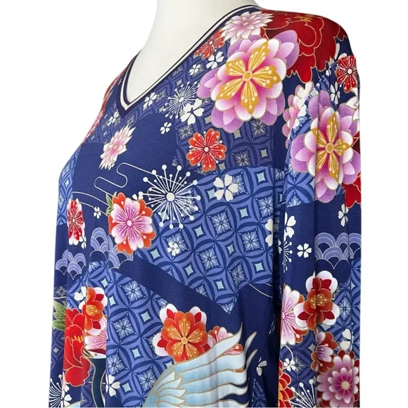 Johnny Was Large Pajaro Favorite 3/4 Sleeve V-Neck Multicolor Top NWT - Picture 5 of 9